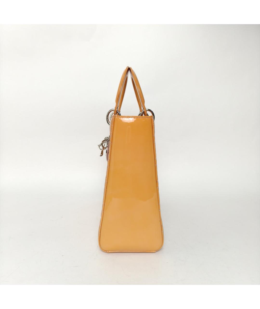 CHRISTIAN DIOR Желтая сумка с короткими ручками из лакированной кожи, фото 3