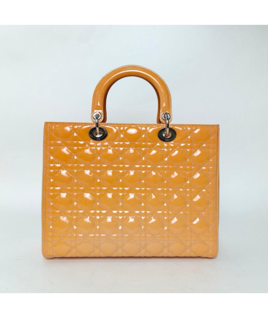 CHRISTIAN DIOR Желтая сумка с короткими ручками из лакированной кожи, фото 4