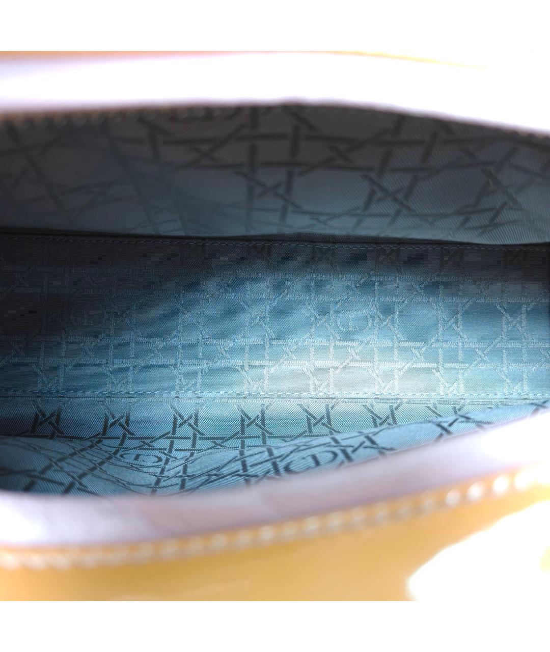 CHRISTIAN DIOR Желтая сумка с короткими ручками из лакированной кожи, фото 8