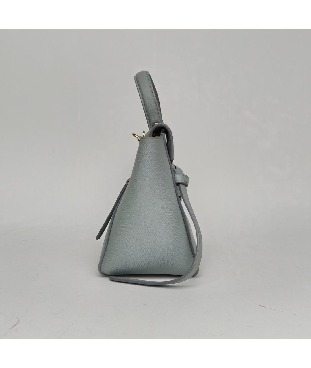 CELINE Голубая кожаная сумка с короткими ручками, фото 5