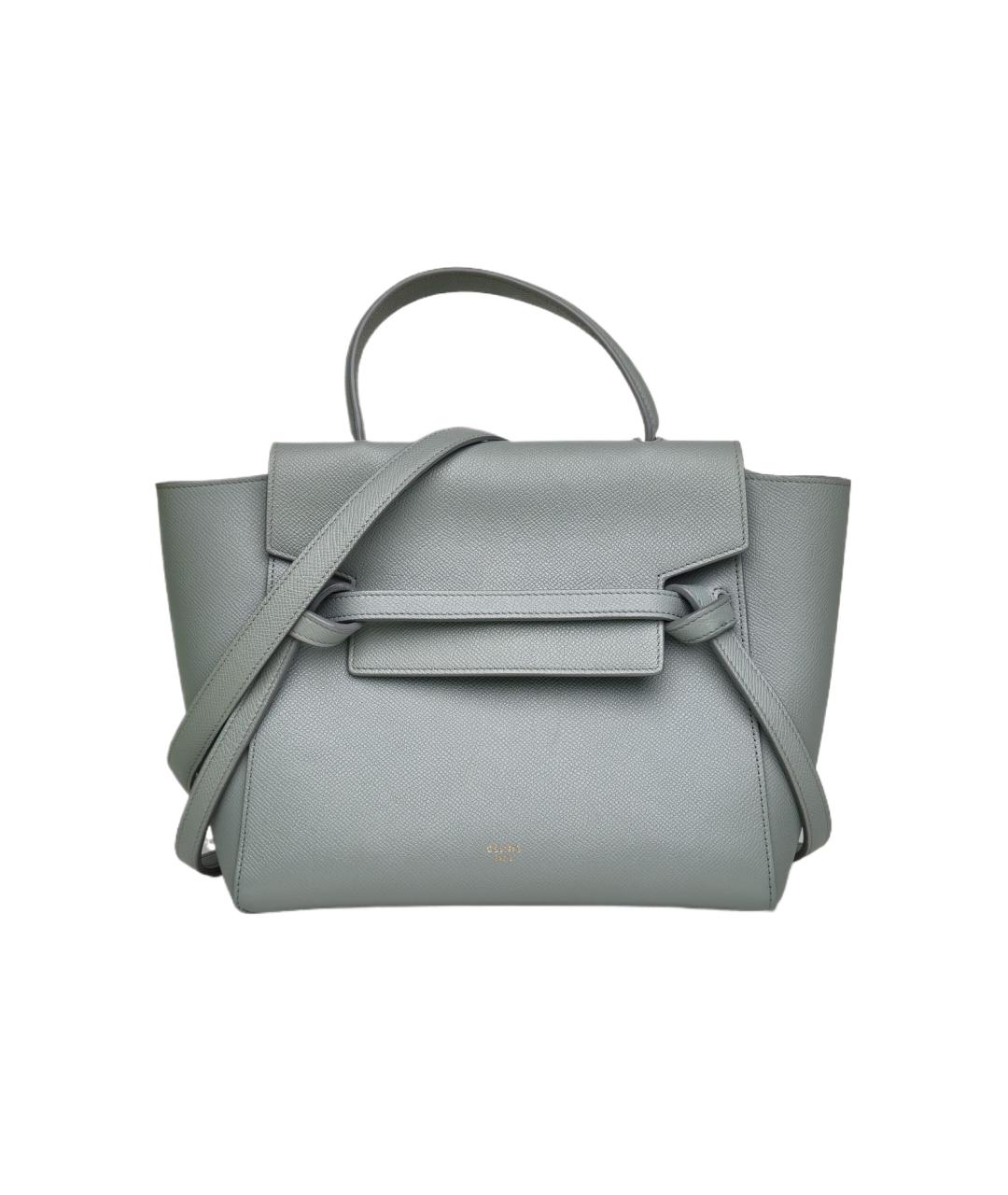 CELINE Голубая кожаная сумка с короткими ручками, фото 10