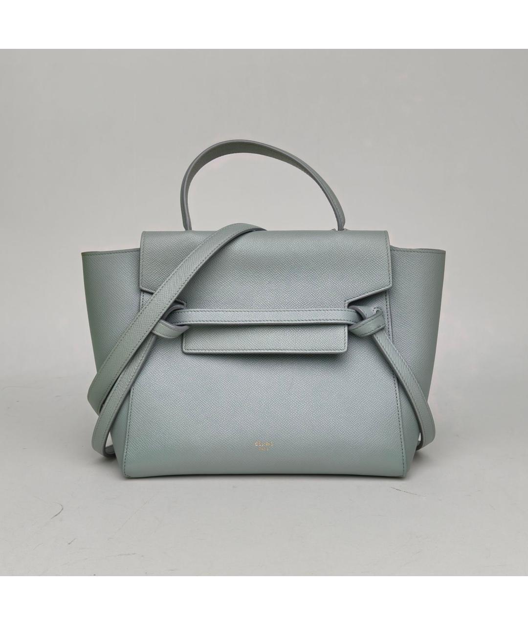 CELINE Голубая кожаная сумка с короткими ручками, фото 2