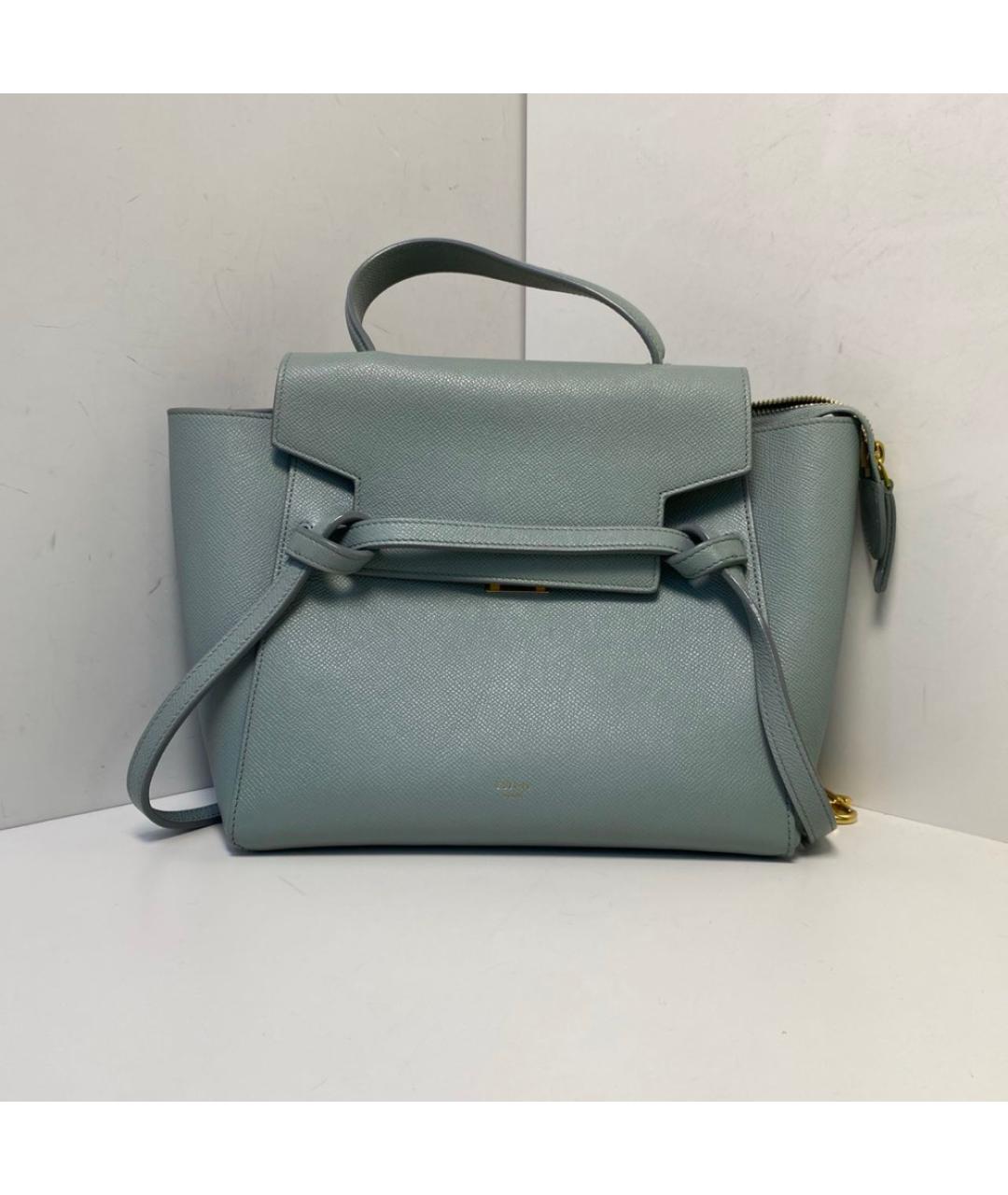 CELINE Голубая кожаная сумка с короткими ручками, фото 8