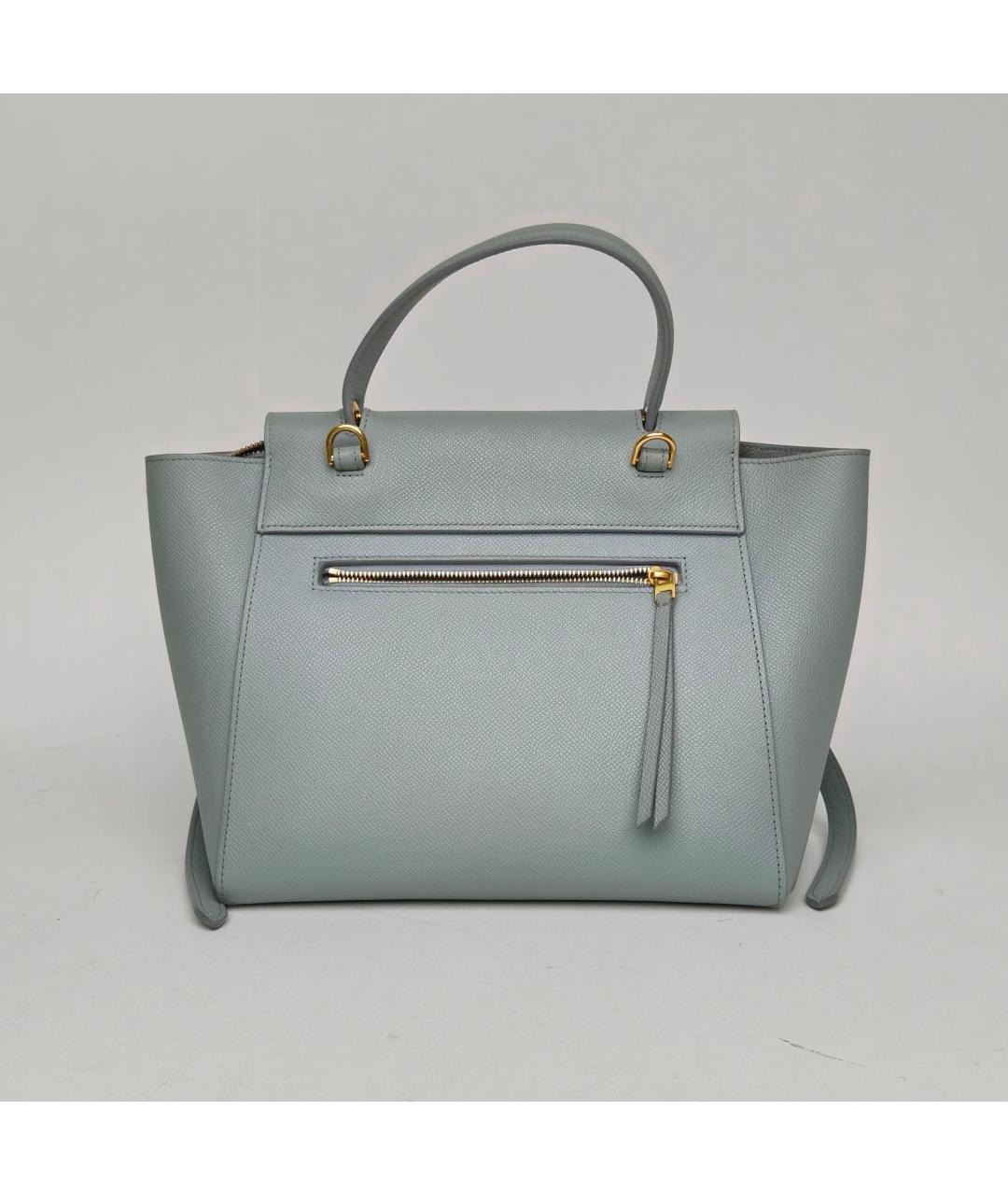 CELINE Голубая кожаная сумка с короткими ручками, фото 4