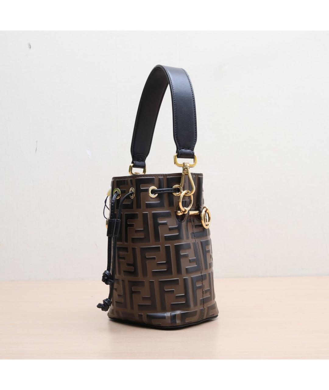 FENDI Коричневая кожаная сумка с короткими ручками, фото 4