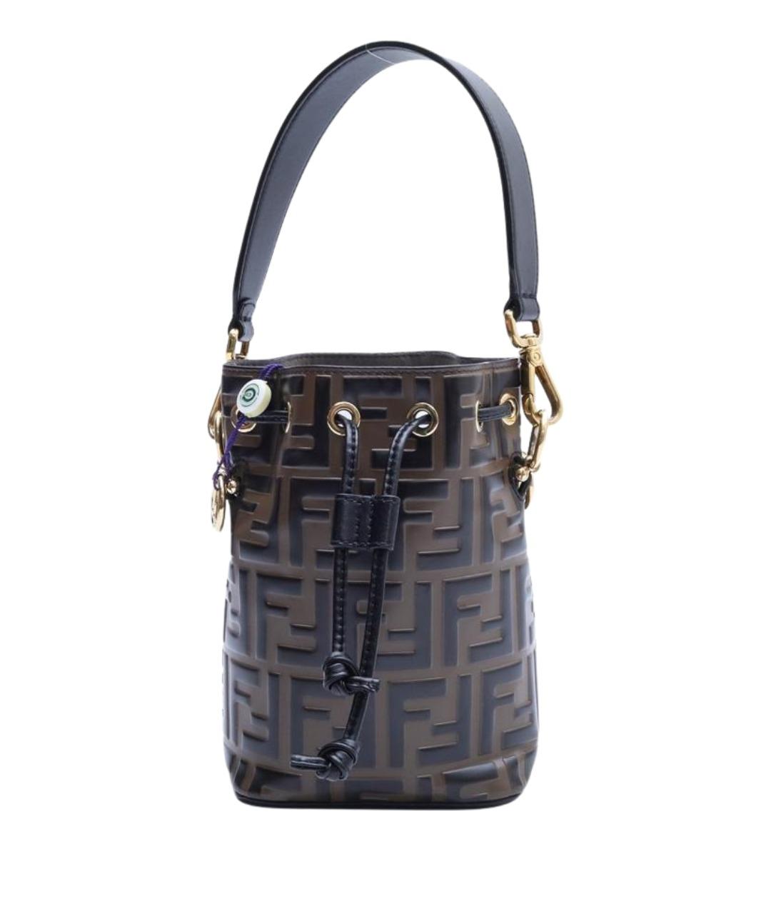 FENDI Коричневая кожаная сумка с короткими ручками, фото 1