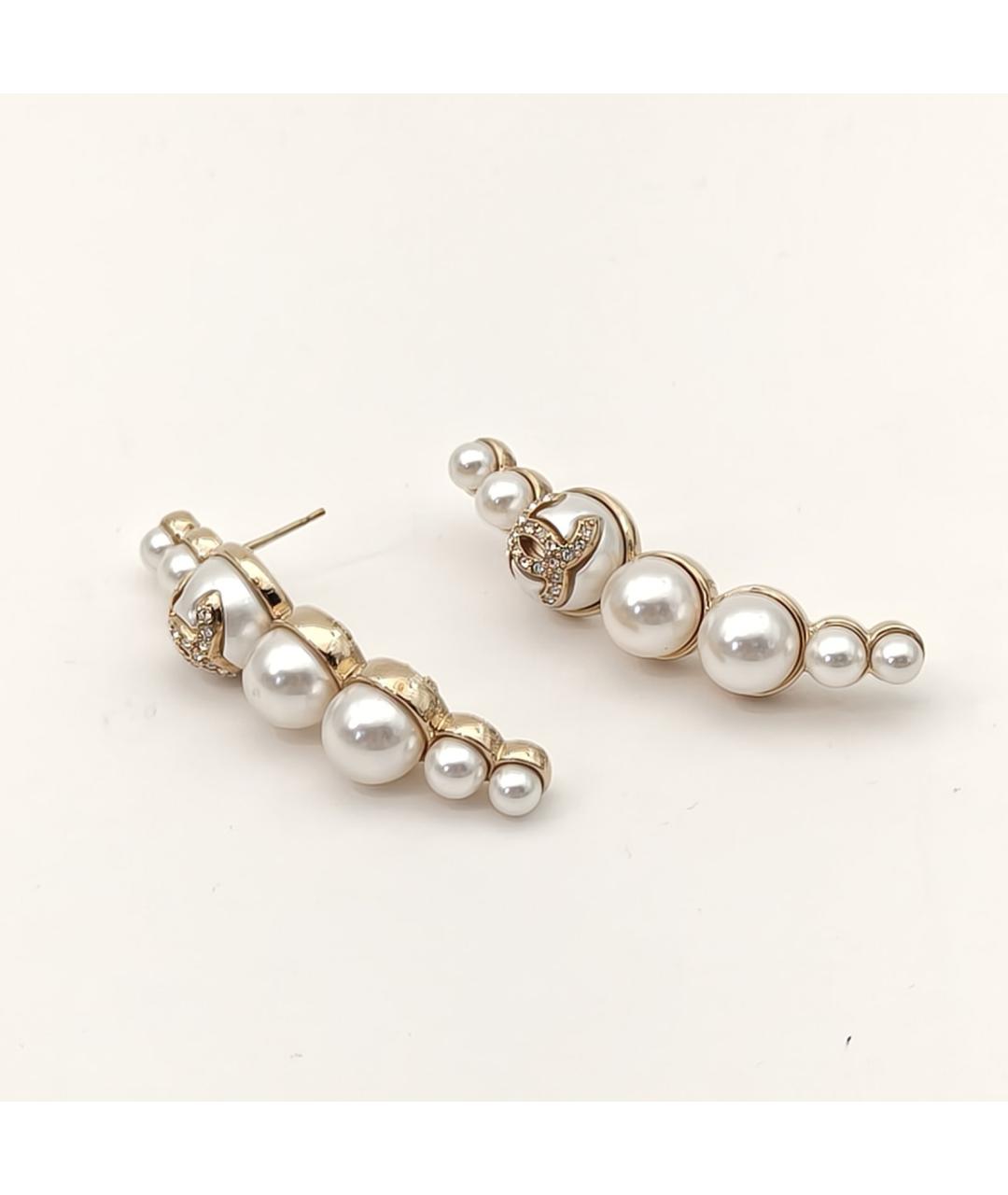 CHANEL Белые металлические серьги, фото 4