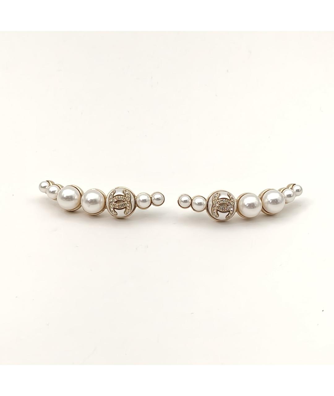 CHANEL Белые металлические серьги, фото 3