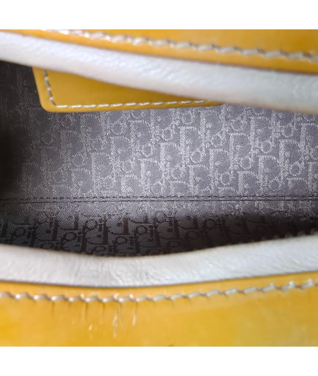 CHRISTIAN DIOR Горчичная кожаная сумка с короткими ручками, фото 8