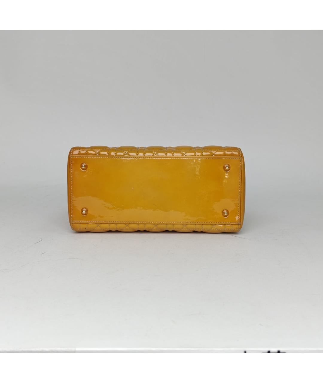 CHRISTIAN DIOR Горчичная кожаная сумка с короткими ручками, фото 6