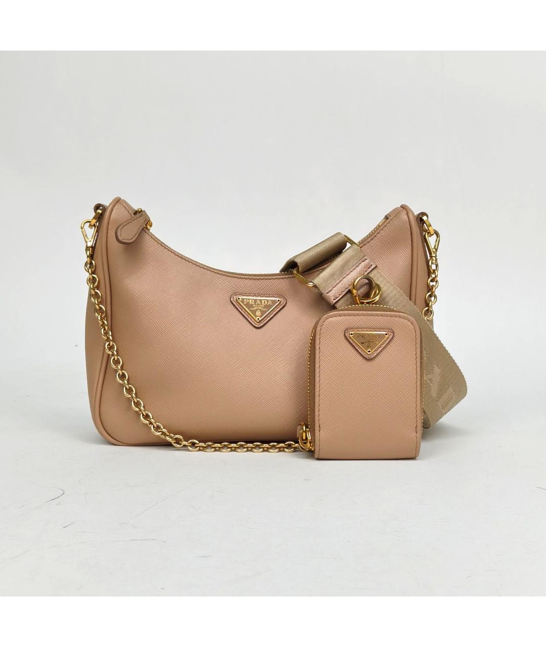 PRADA Бежевая кожаная сумка через плечо, фото 2