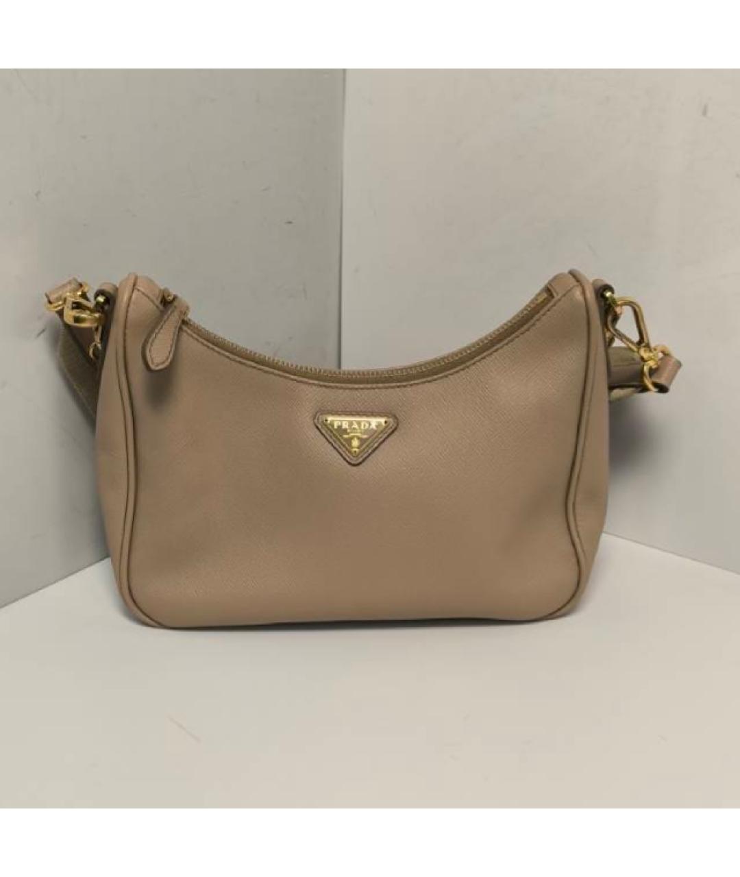 PRADA Бежевая кожаная сумка через плечо, фото 9