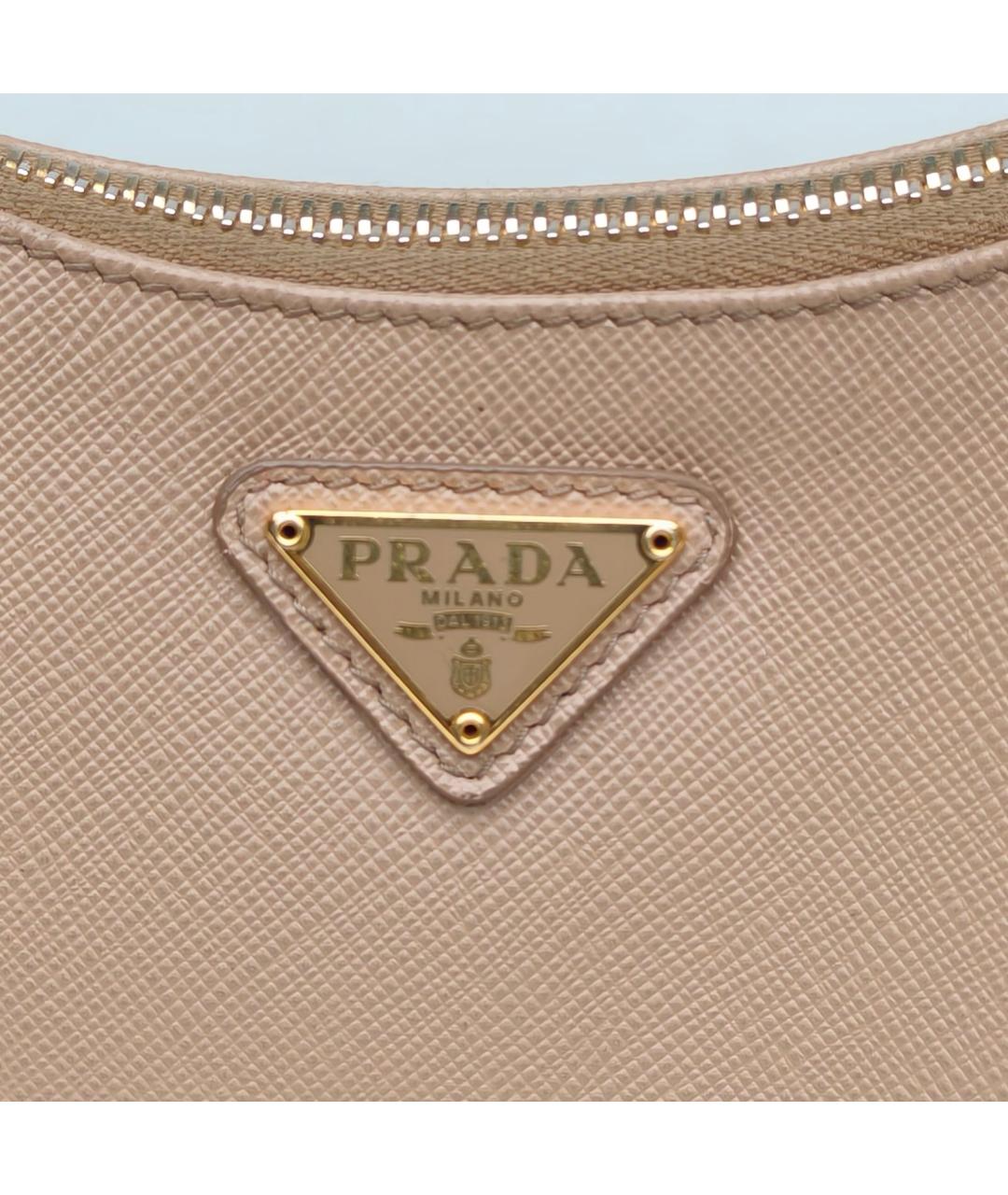 PRADA Бежевая кожаная сумка через плечо, фото 6