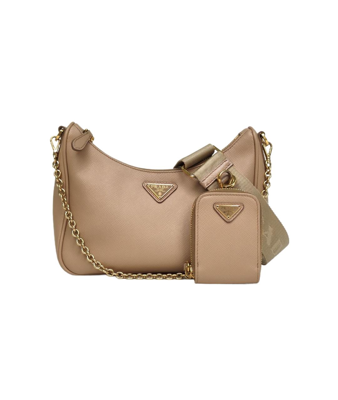 PRADA Бежевая кожаная сумка через плечо, фото 1