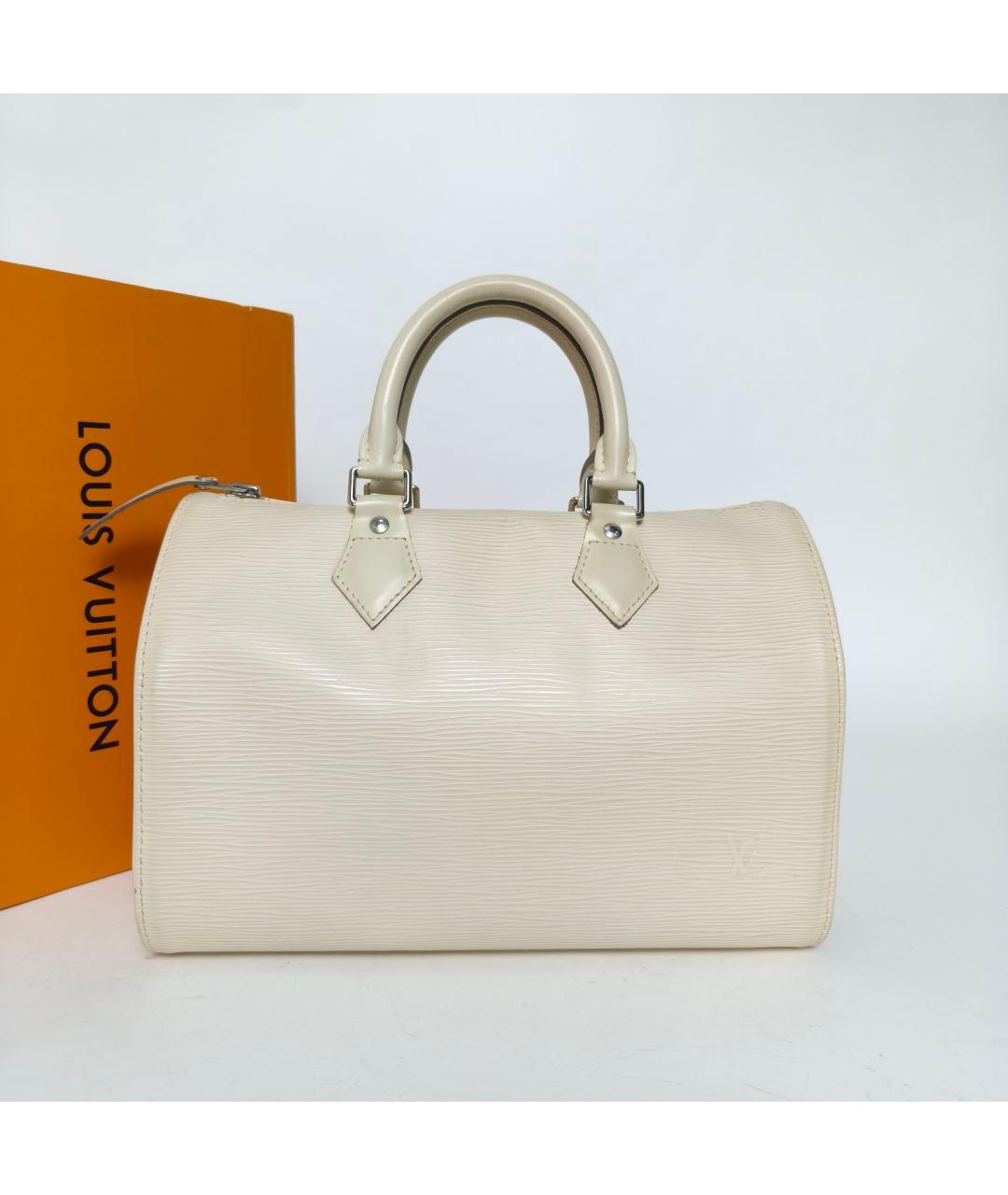 LOUIS VUITTON Белая кожаная сумка с короткими ручками, фото 8