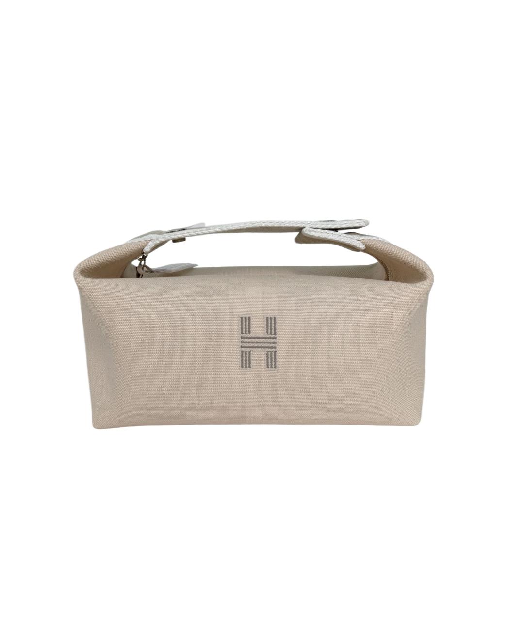 HERMES Бежевая тканевая косметичка, фото 1