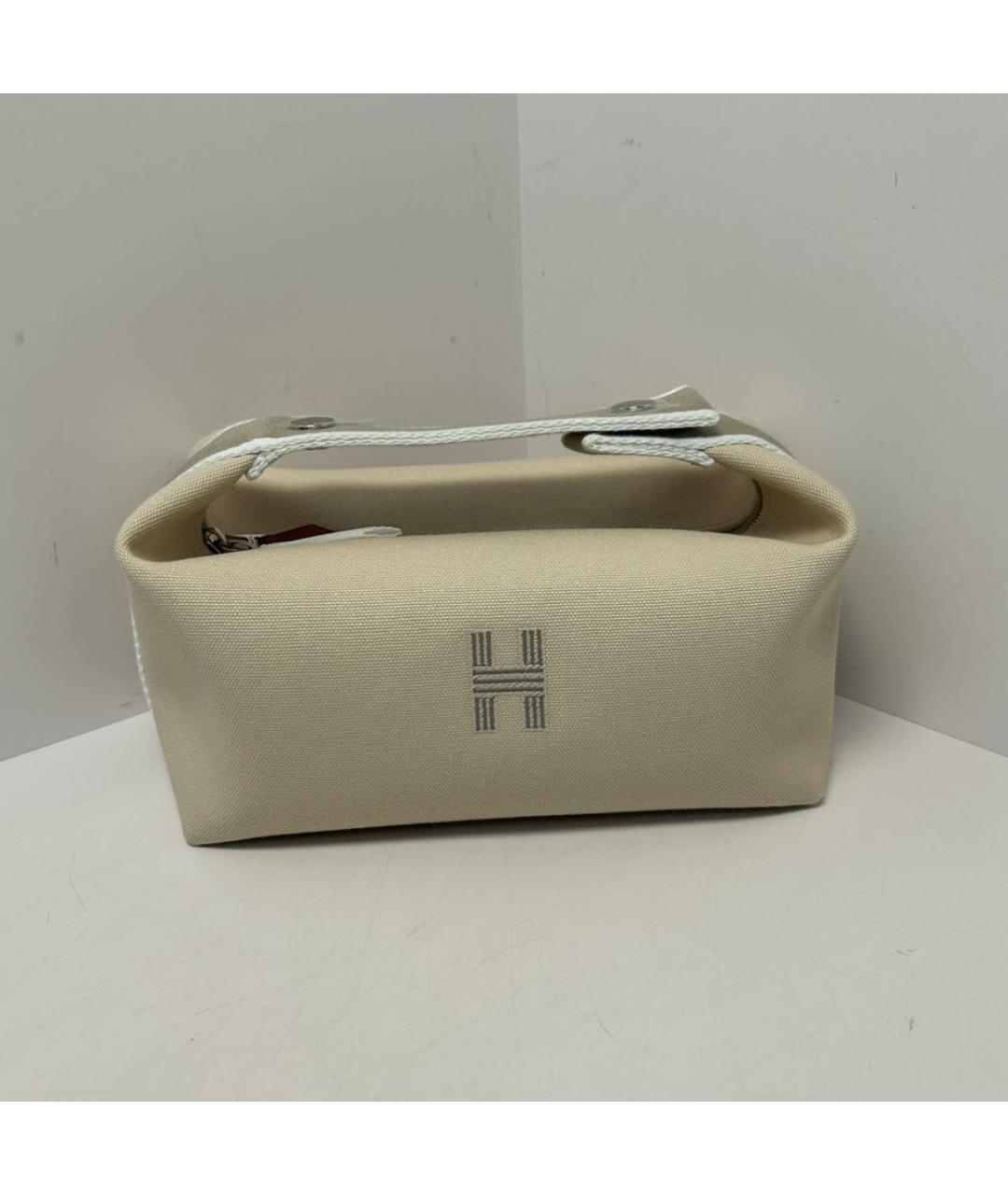HERMES Бежевая тканевая косметичка, фото 8