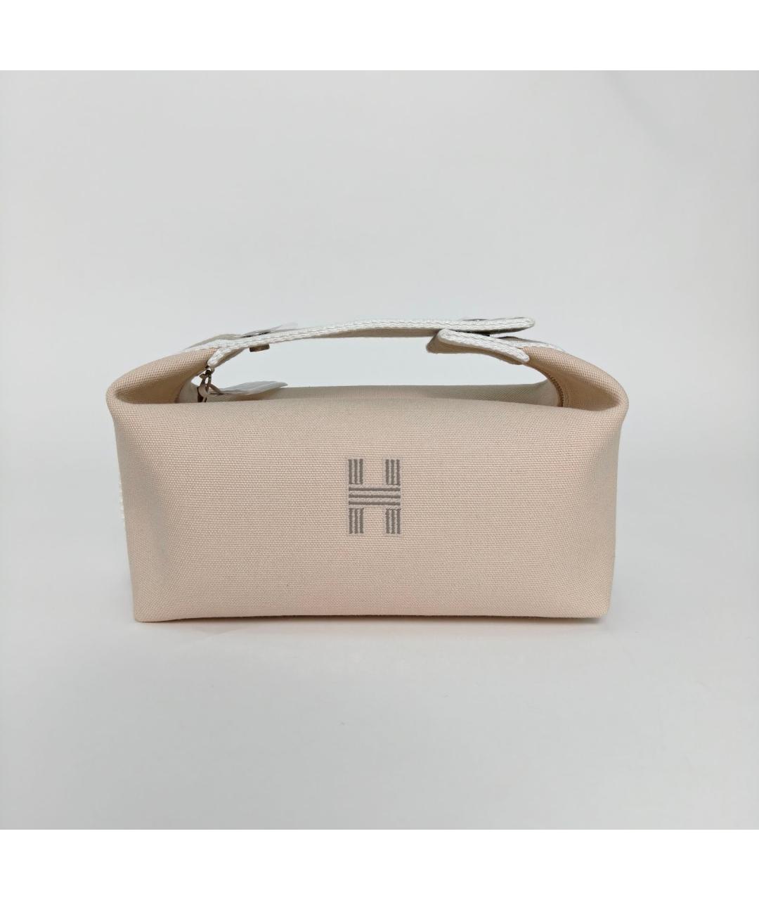 HERMES Бежевая тканевая косметичка, фото 2