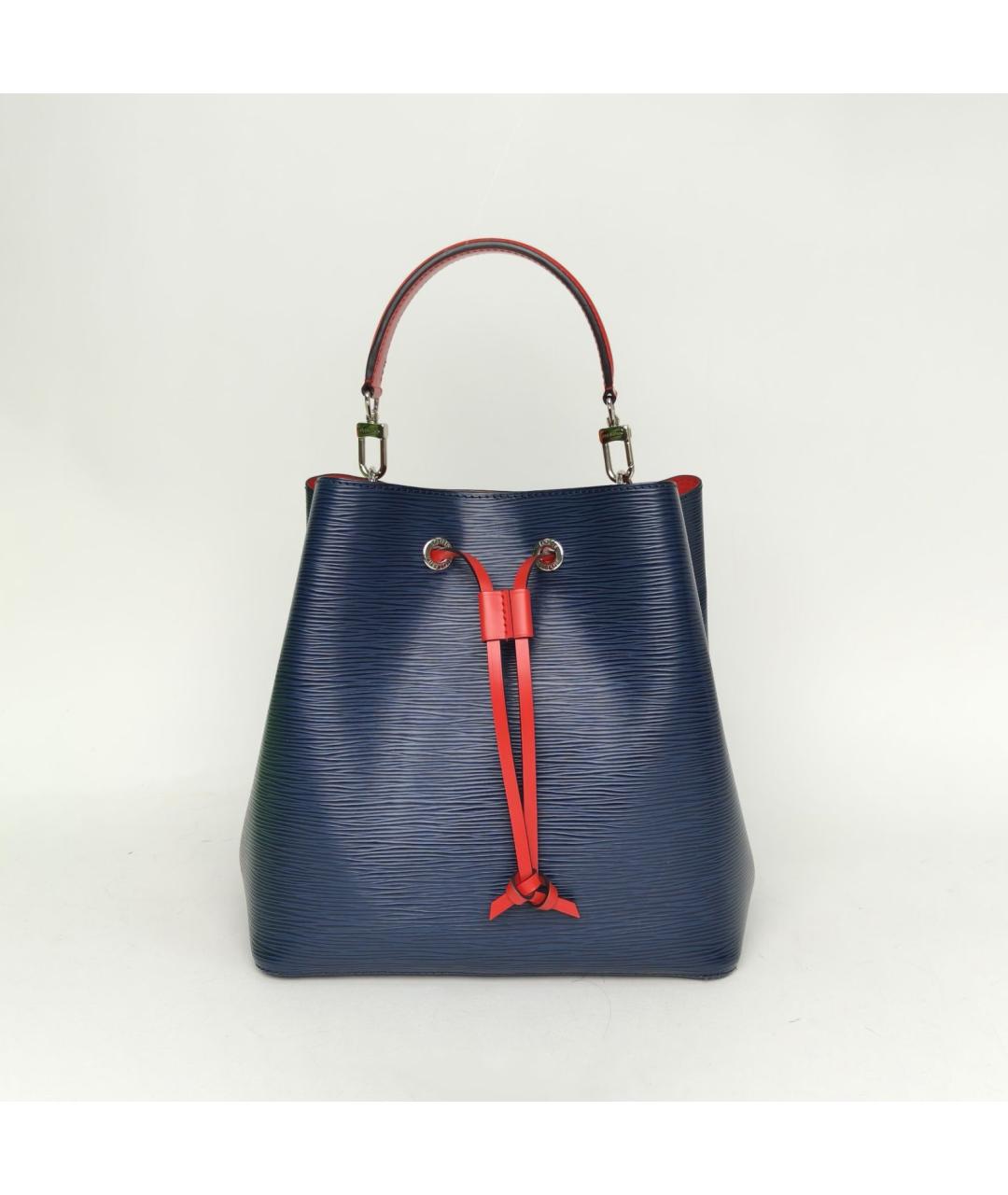 LOUIS VUITTON Темно-синяя кожаная сумка с короткими ручками, фото 10