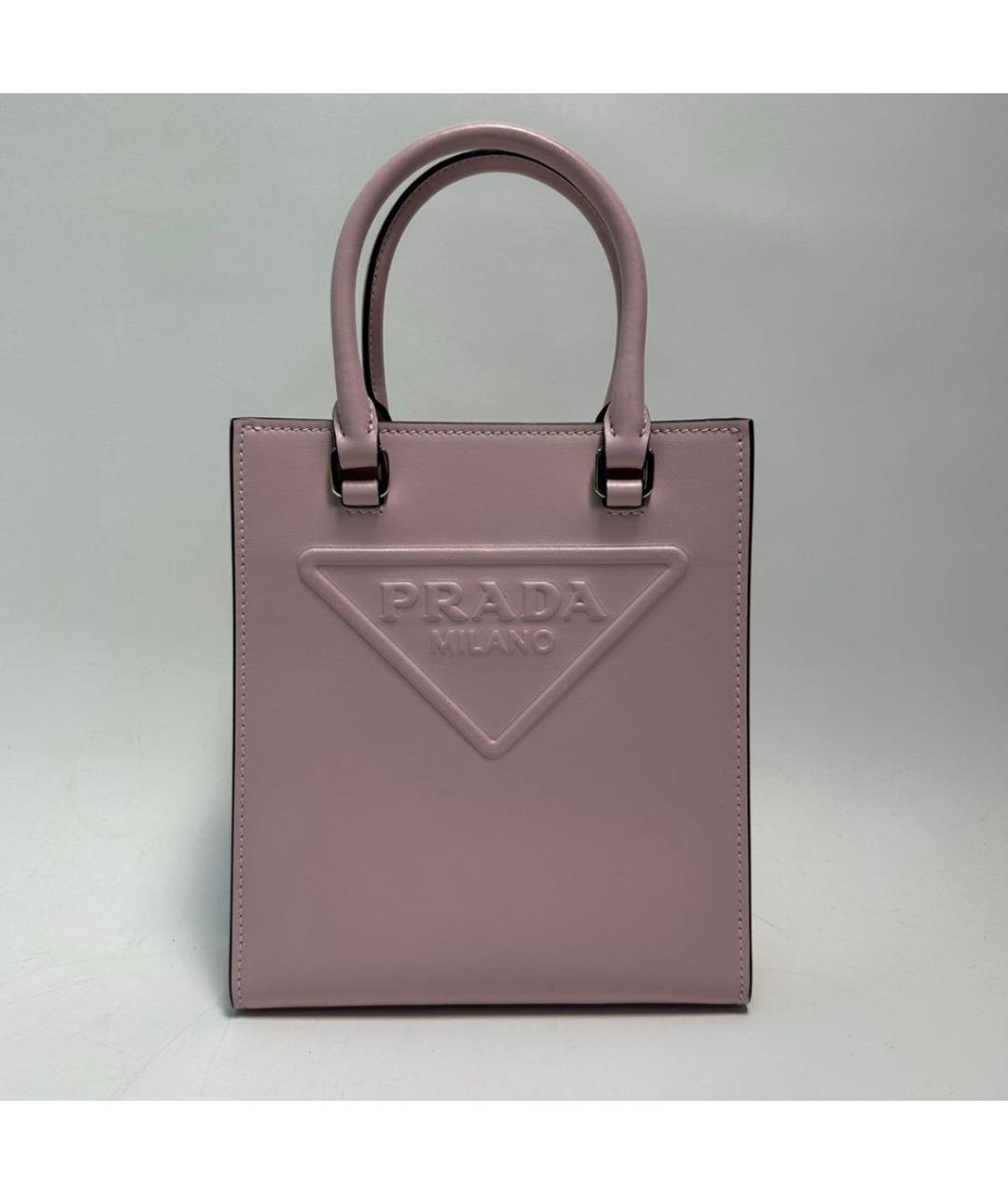 PRADA Розовая кожаная сумка с короткими ручками, фото 8