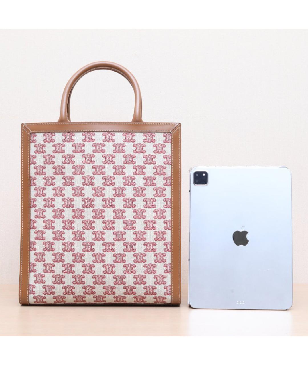 CELINE Бежевая тканевая сумка с короткими ручками, фото 7