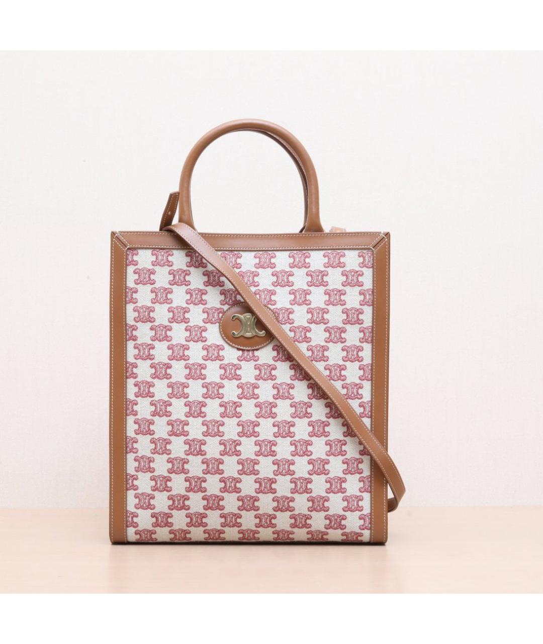 CELINE Бежевая тканевая сумка с короткими ручками, фото 3