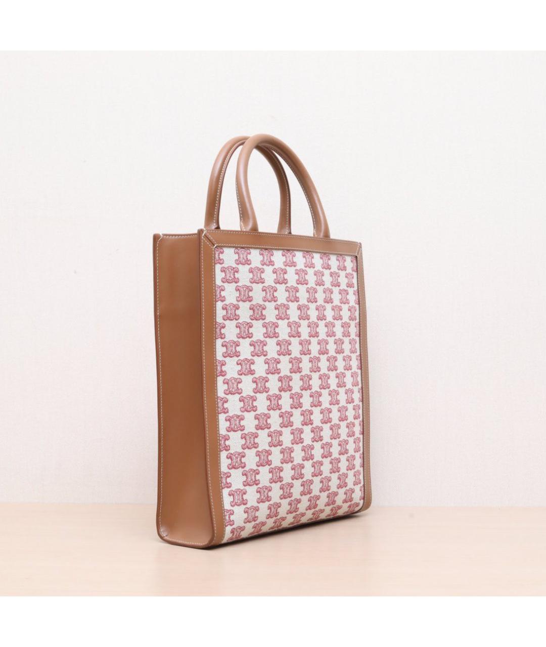 CELINE Бежевая тканевая сумка с короткими ручками, фото 6