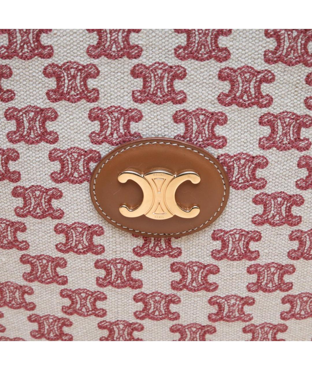 CELINE Бежевая тканевая сумка с короткими ручками, фото 8