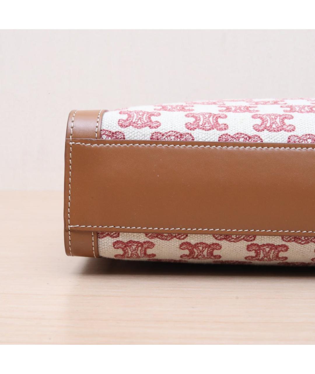 CELINE Бежевая тканевая сумка с короткими ручками, фото 9