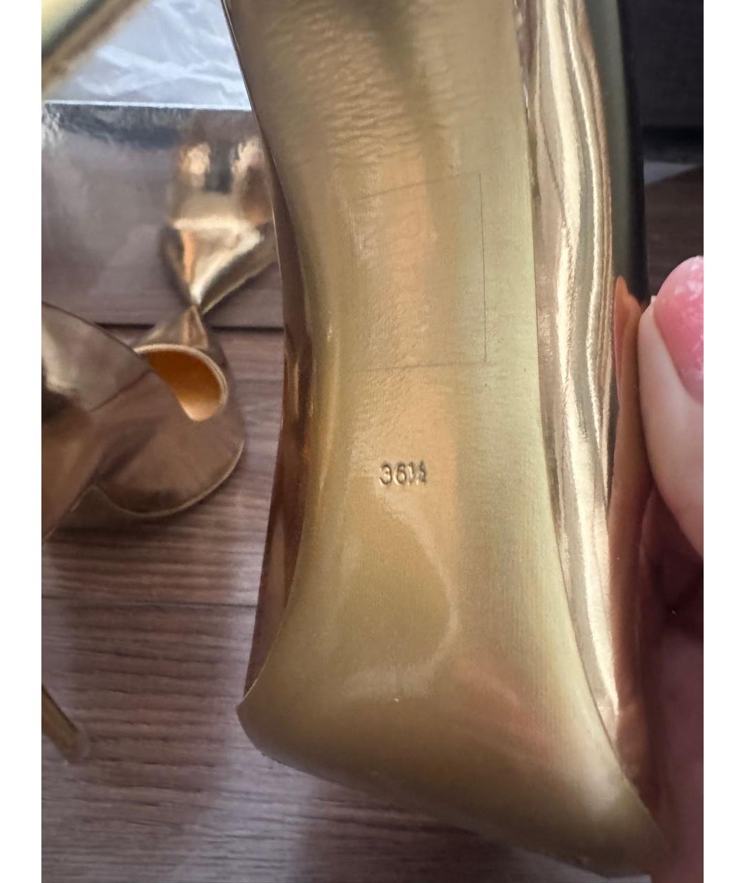 DOLCE&GABBANA Золотые кожаные туфли, фото 5