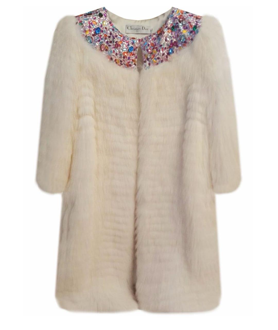 CHRISTIAN DIOR Белая меховая шуба, фото 1