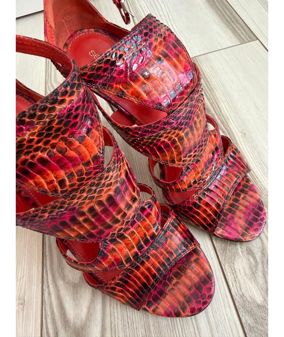 SERGIO ROSSI Мульти босоножки из экзотической кожи, фото 5