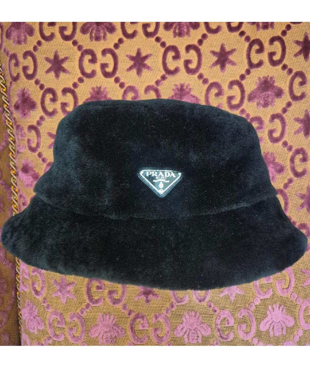 PRADA Черная шерстяная шапка, фото 6