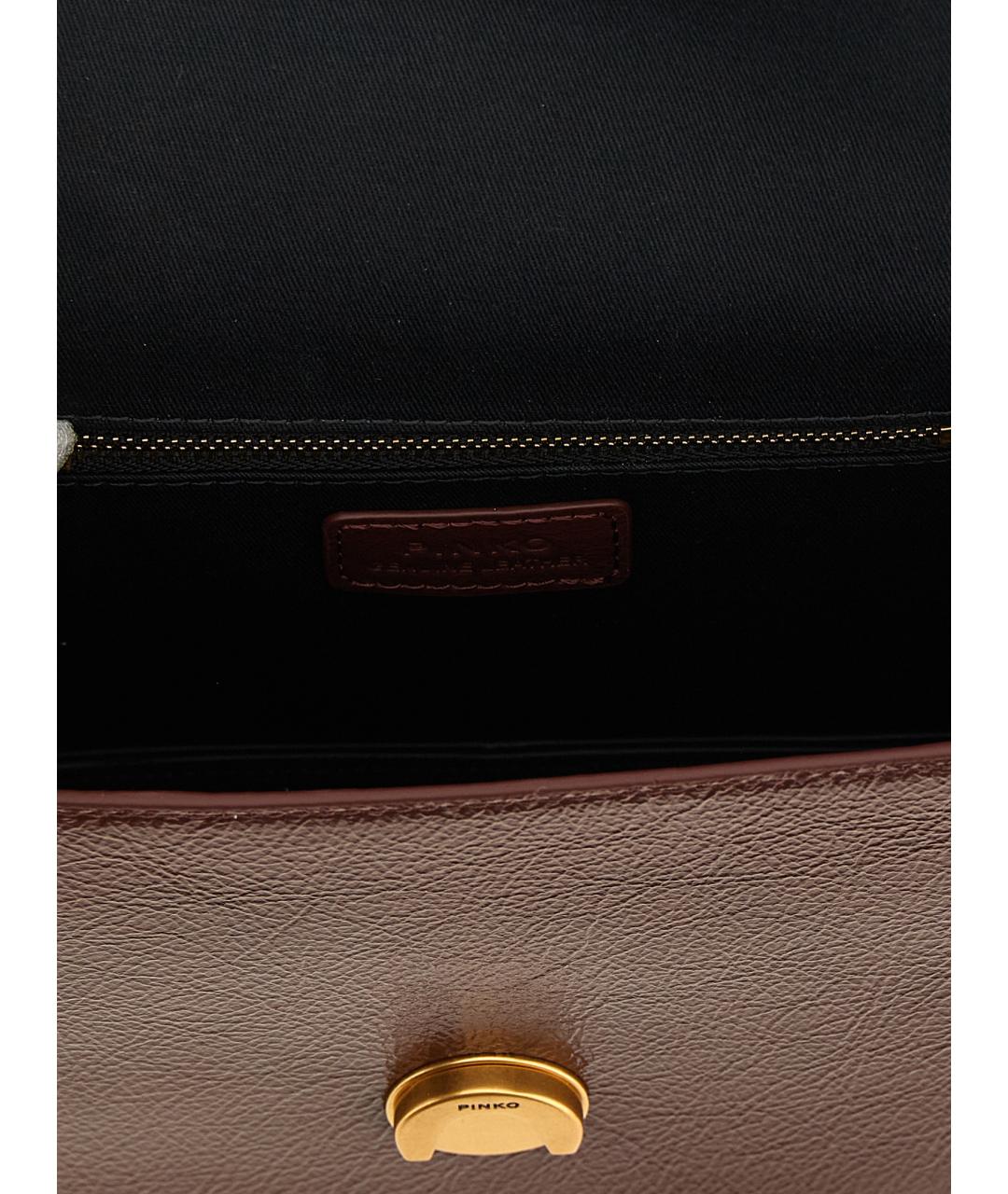 PINKO Бордовая кожаная сумка через плечо, фото 4