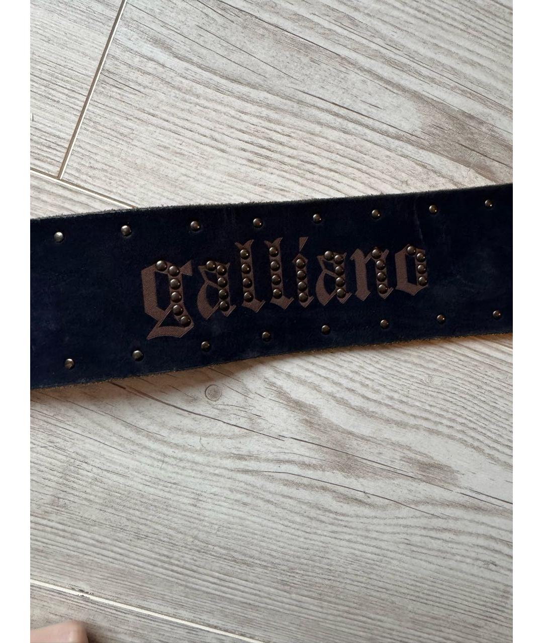 JOHN GALLIANO Темно-синий замшевый ремень, фото 4