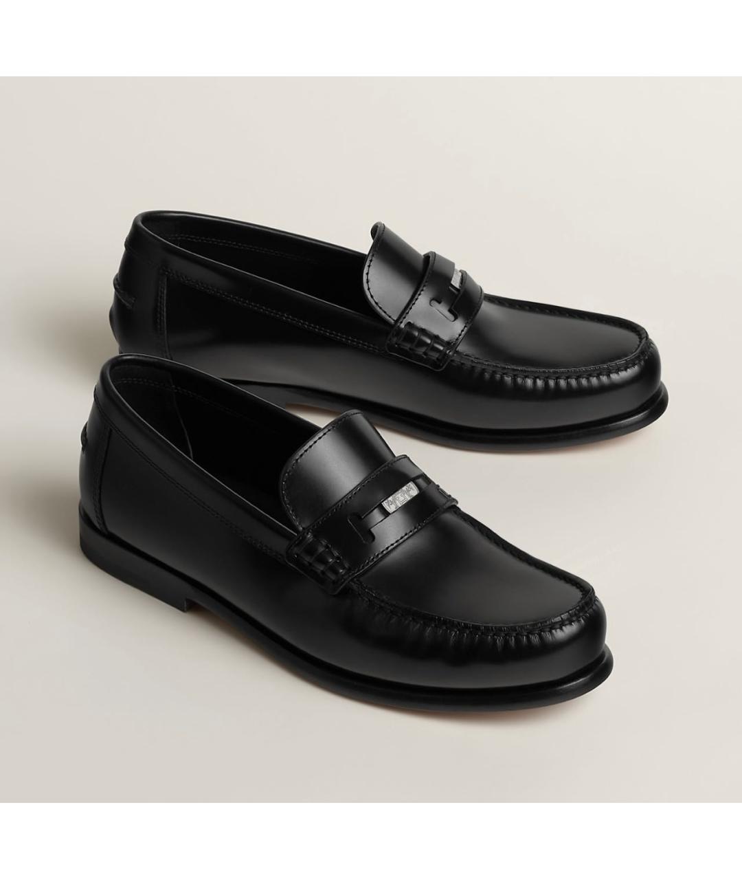 HERMES Черные кожаные мокасины, фото 8