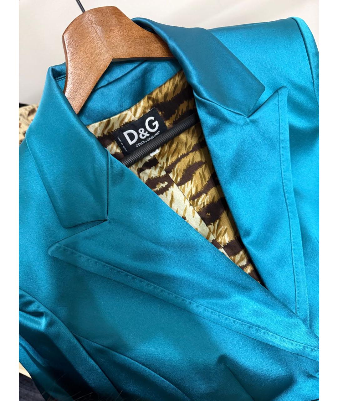 DOLCE&GABBANA Голубой шелковый жакет/пиджак, фото 3