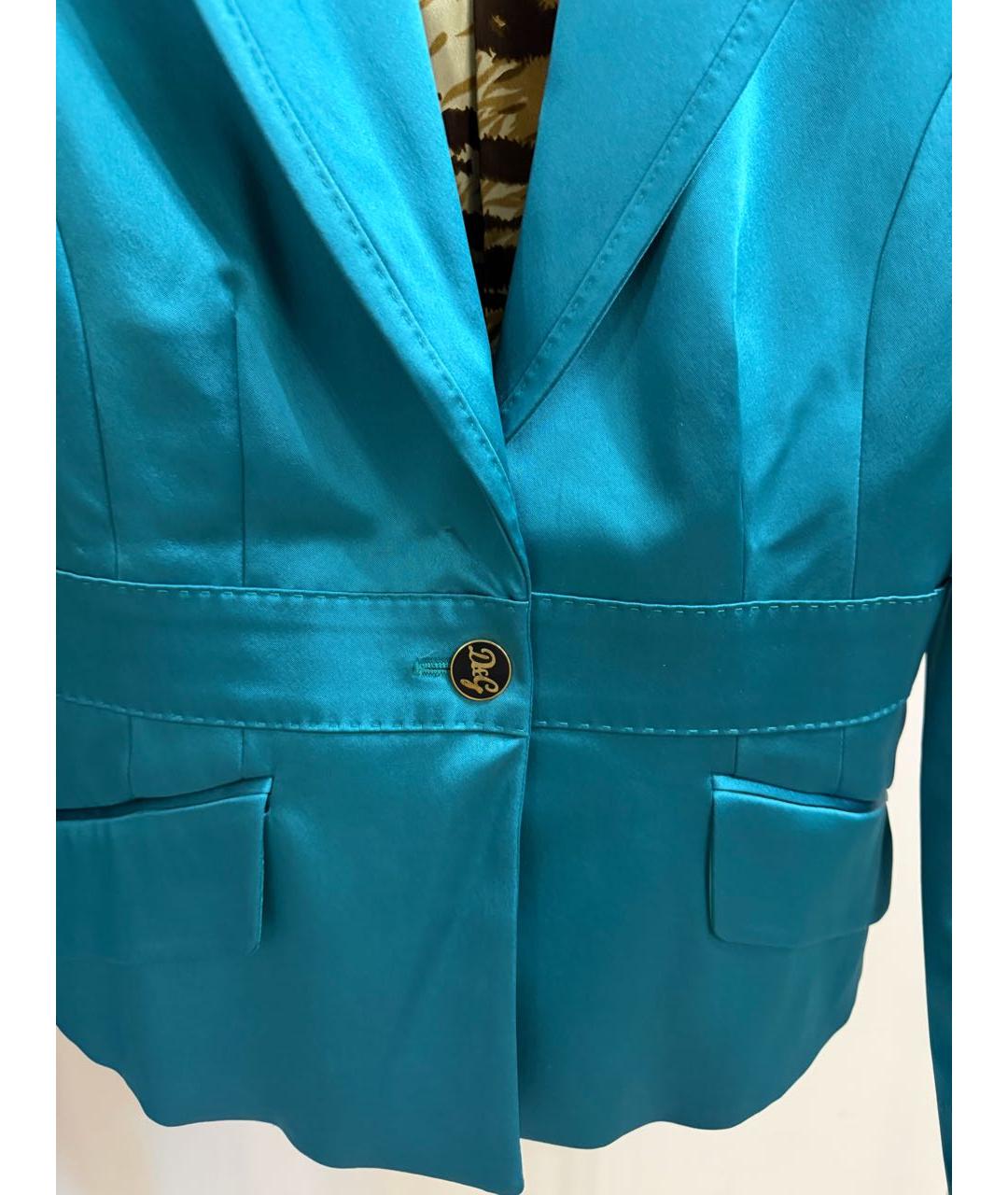 DOLCE&GABBANA Голубой шелковый жакет/пиджак, фото 4