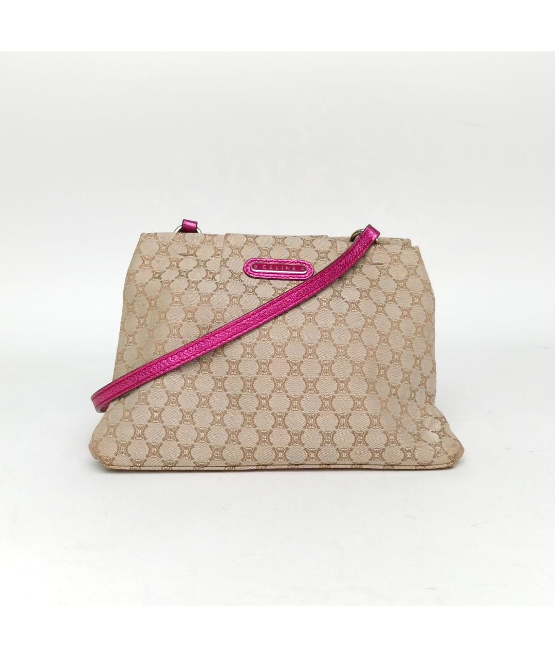 CELINE Бежевая тканевая сумка через плечо, фото 9