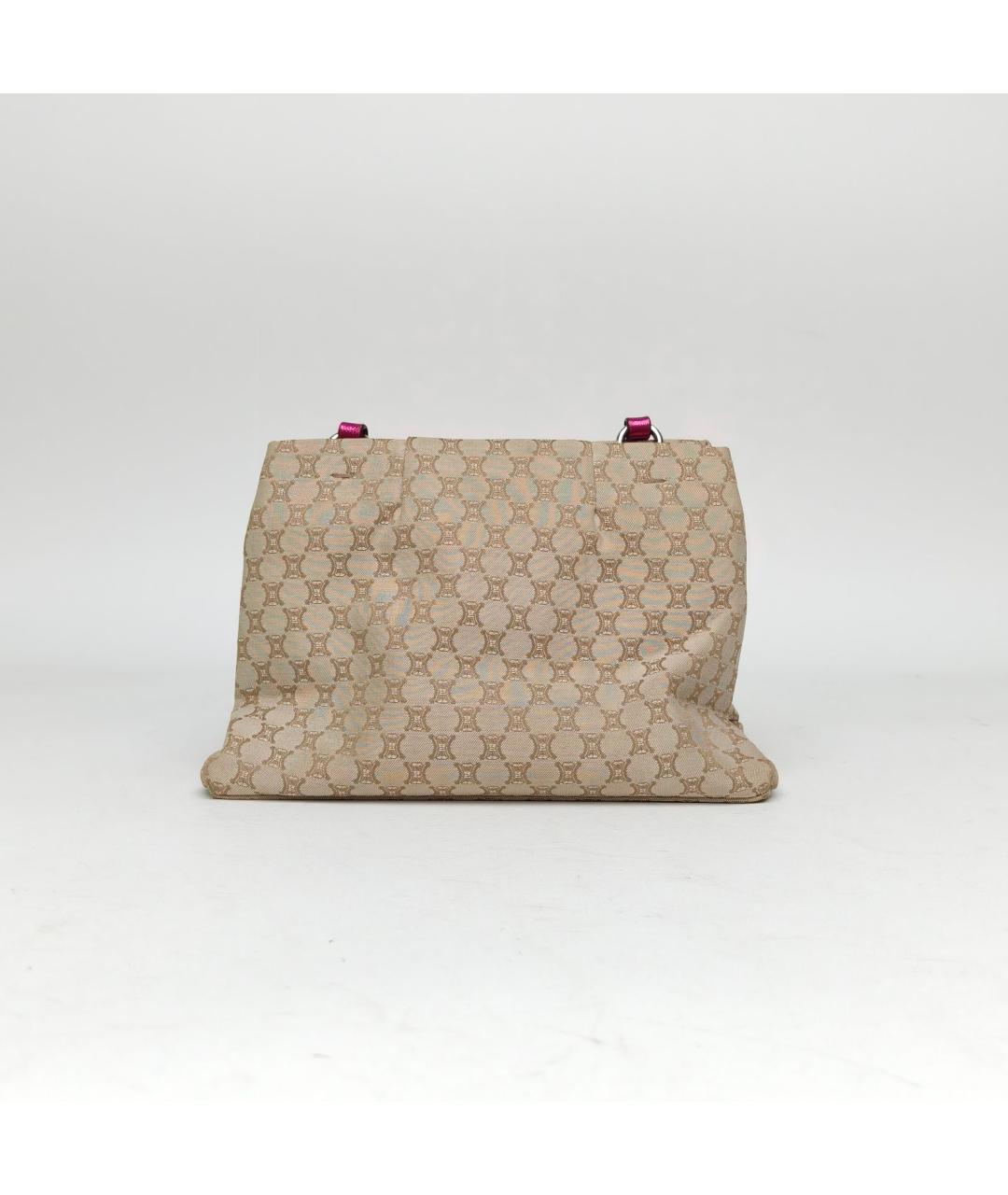 CELINE Бежевая тканевая сумка через плечо, фото 4