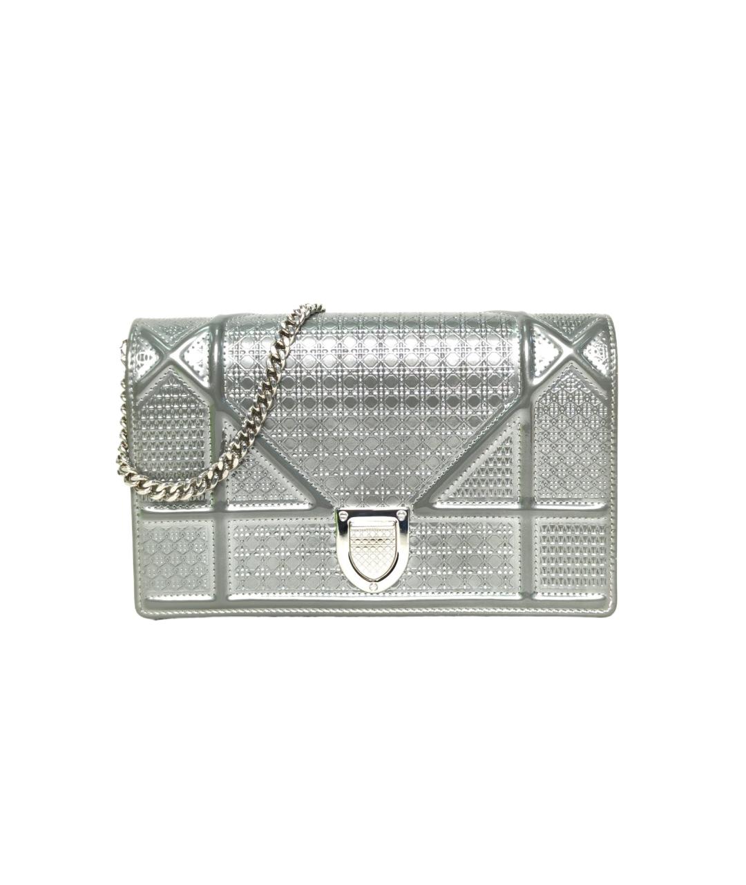 CHRISTIAN DIOR Серебряная кожаная сумка через плечо, фото 1