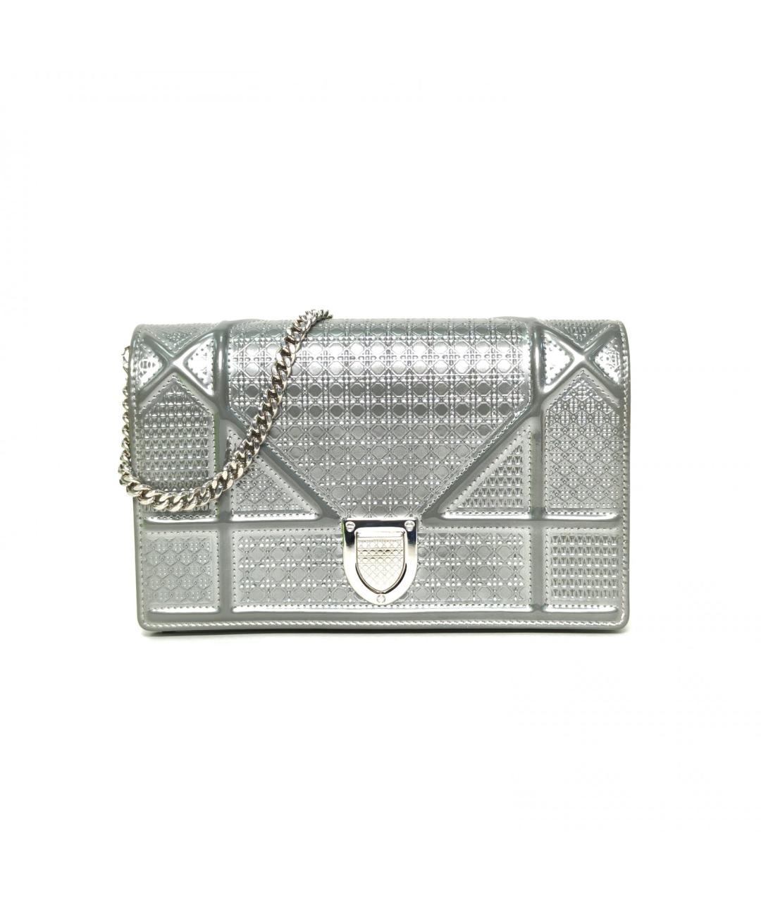 CHRISTIAN DIOR Серебряная кожаная сумка через плечо, фото 2