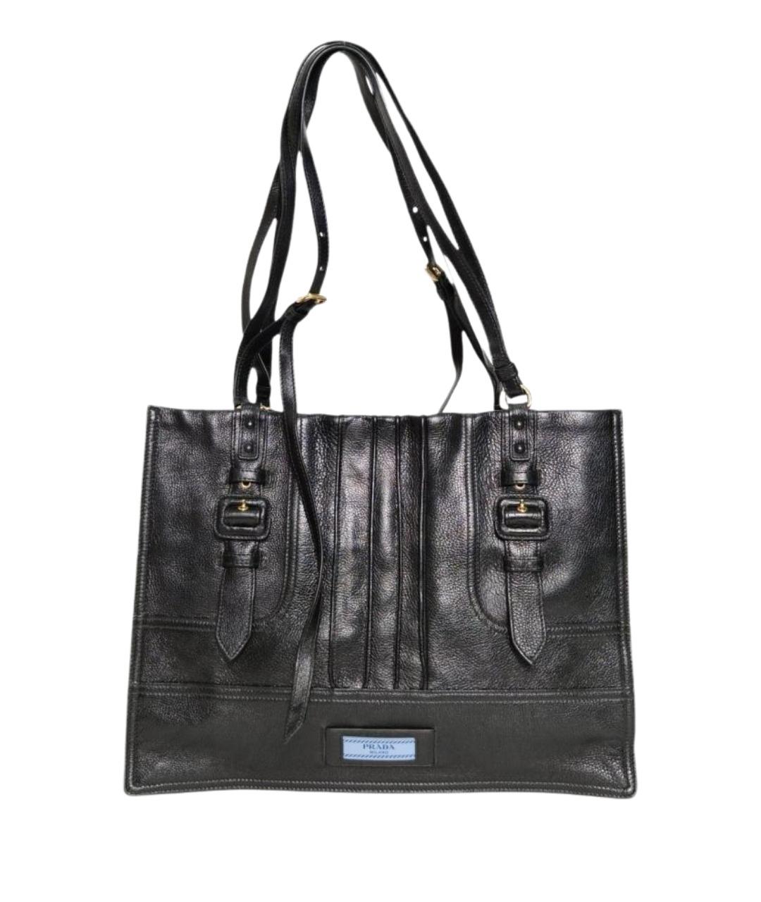 PRADA Черная кожаная сумка тоут, фото 1