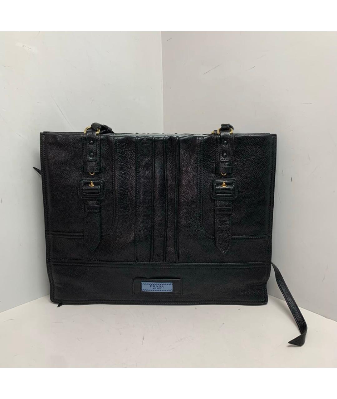 PRADA Черная кожаная сумка тоут, фото 8