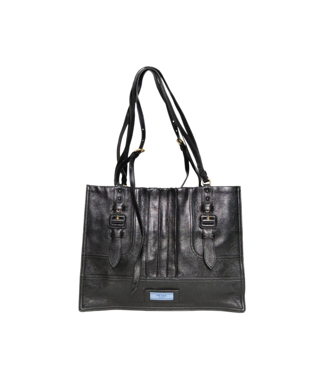 PRADA Черная кожаная сумка тоут, фото 10