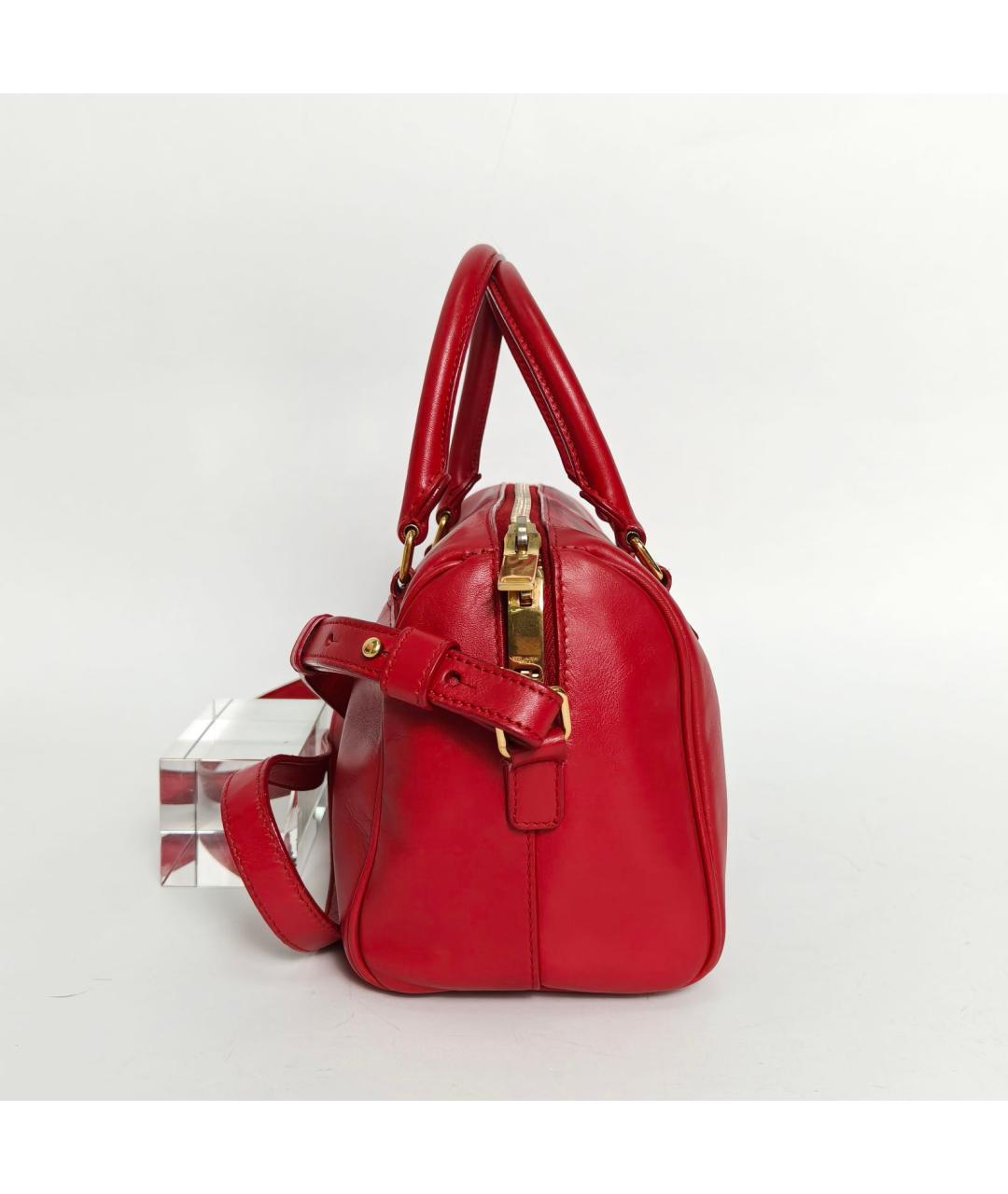 SAINT LAURENT Красная кожаная сумка с короткими ручками, фото 3