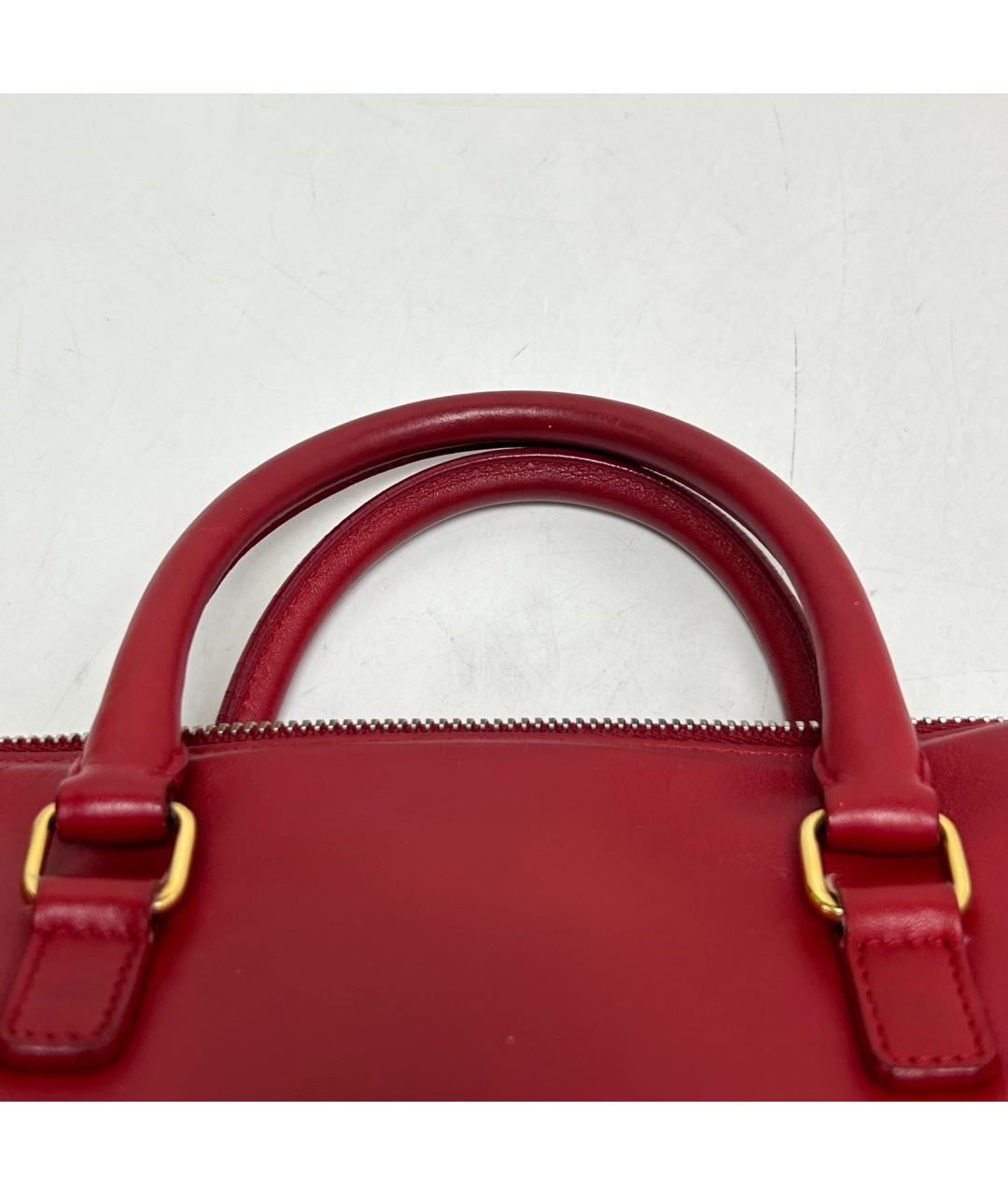 SAINT LAURENT Красная кожаная сумка с короткими ручками, фото 9