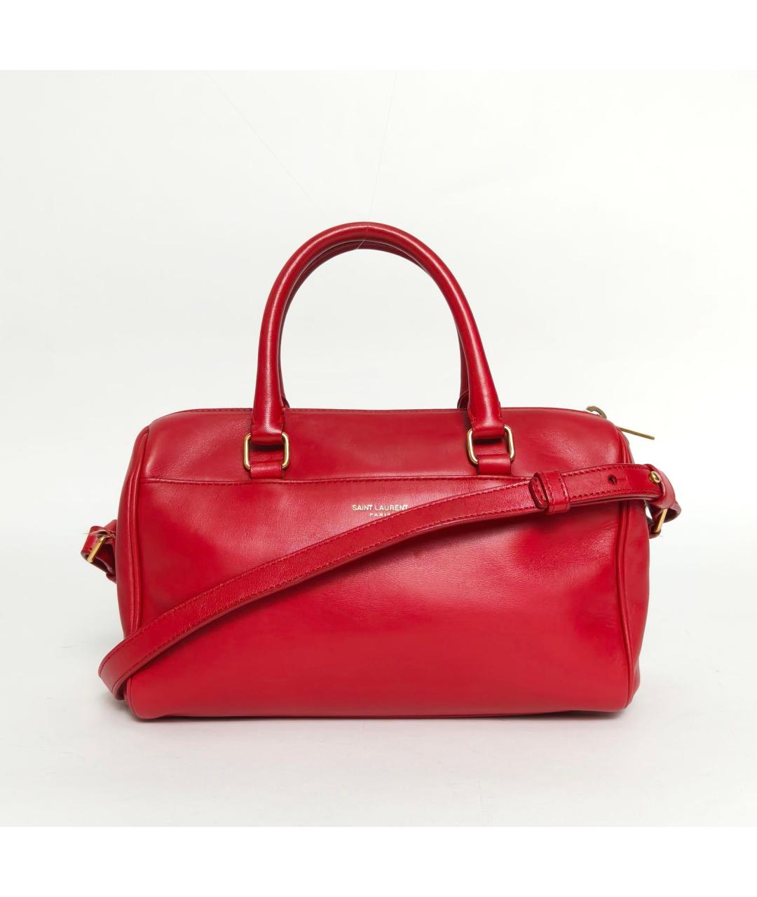 SAINT LAURENT Красная кожаная сумка с короткими ручками, фото 2