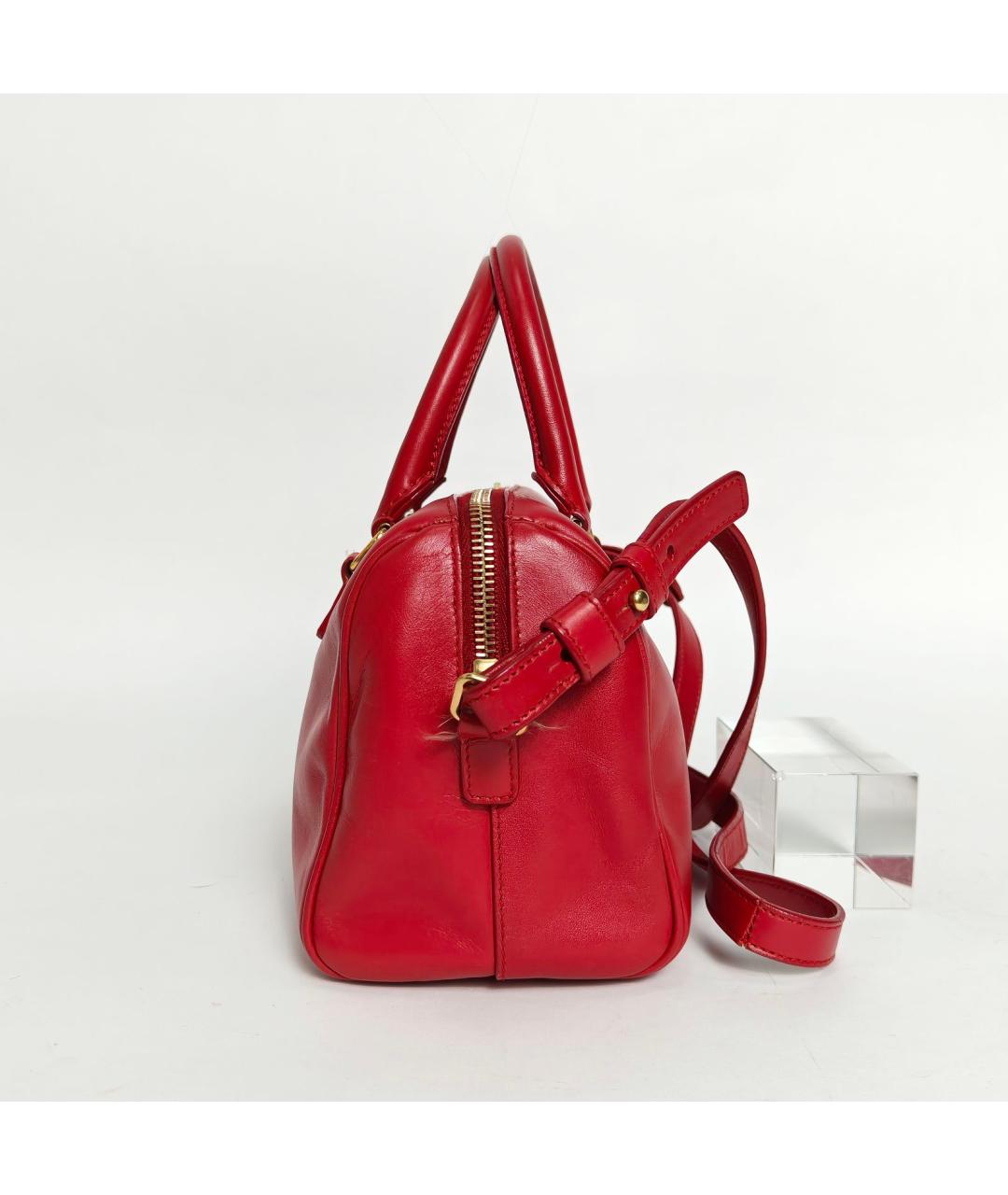 SAINT LAURENT Красная кожаная сумка с короткими ручками, фото 5