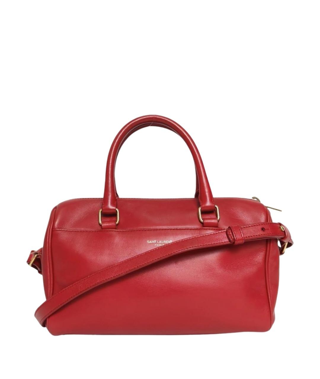 SAINT LAURENT Красная кожаная сумка с короткими ручками, фото 1